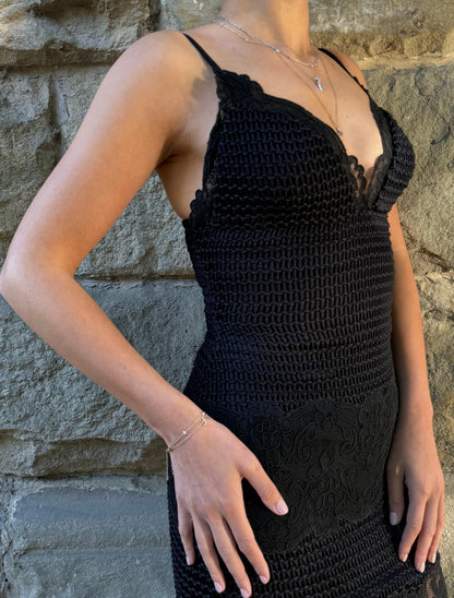 Gianni-Versace-Couture-Abito-Bustier-d-Archivio-1993-in-Pizzo-e-Maglia-Nero-70397280846148 - Pally Vintage Closet
