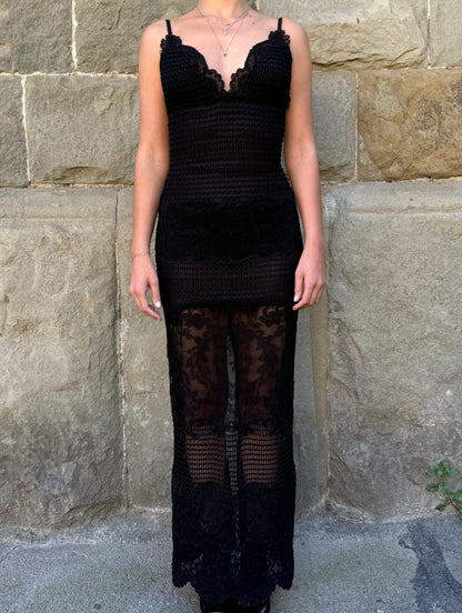 Gianni-Versace-Couture-Abito-Bustier-d-Archivio-1993-in-Pizzo-e-Maglia-Nero-70397281009988 - Pally Vintage Closet