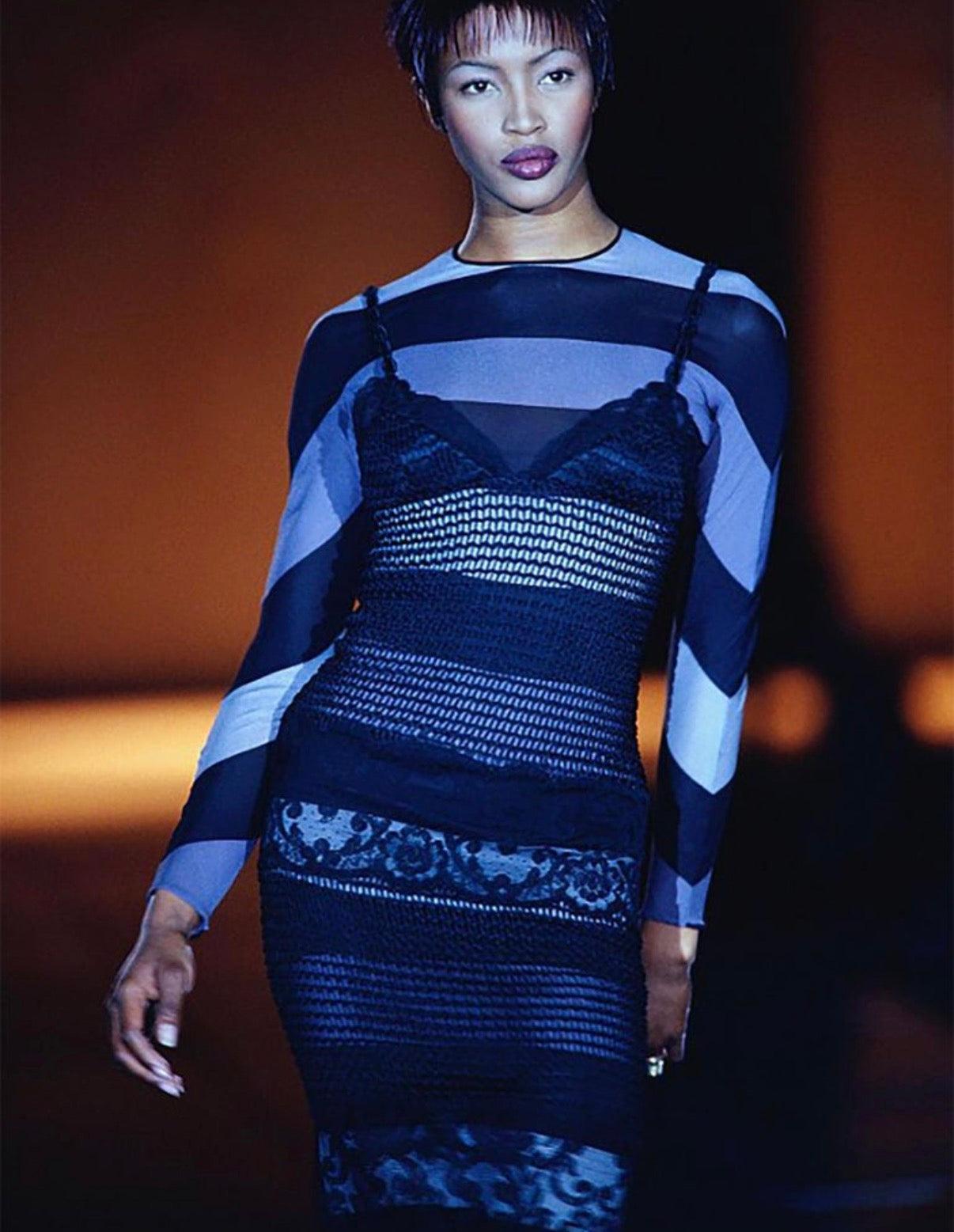 Gianni-Versace-Couture-Abito-Bustier-d-Archivio-1993-in-Pizzo-e-Maglia-Nero-70402001699140 - Pally Vintage Closet