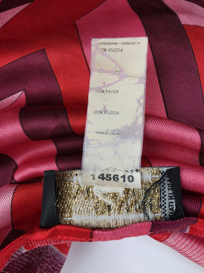 Gianni Versace Couture Abito Monospalla Geometrico Vintage Rosso e Rosa