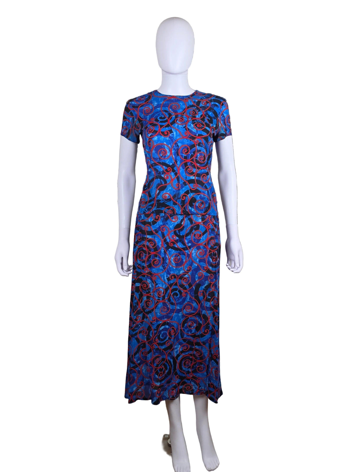 Gianni Versace Couture Completo Vintage con Stampa a Spirali Blu - Pally Vintage Closet