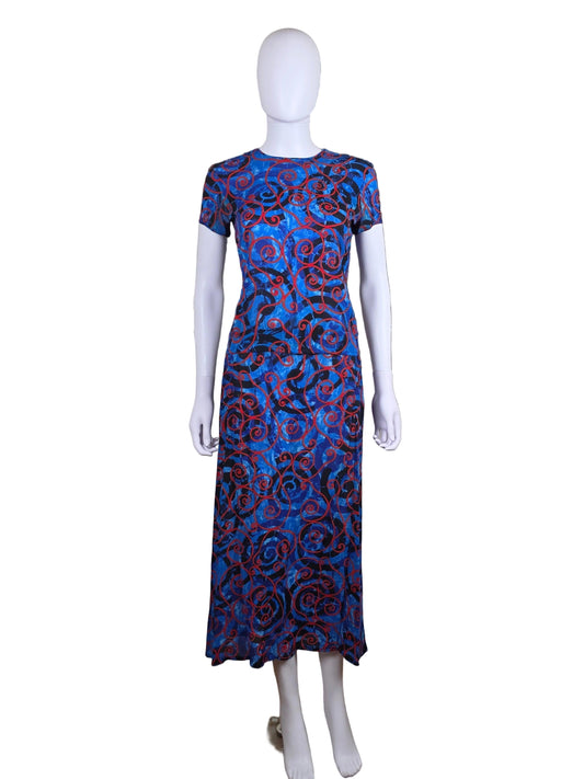 Gianni Versace Couture Completo Vintage con Stampa a Spirali Blu - Pally Vintage Closet