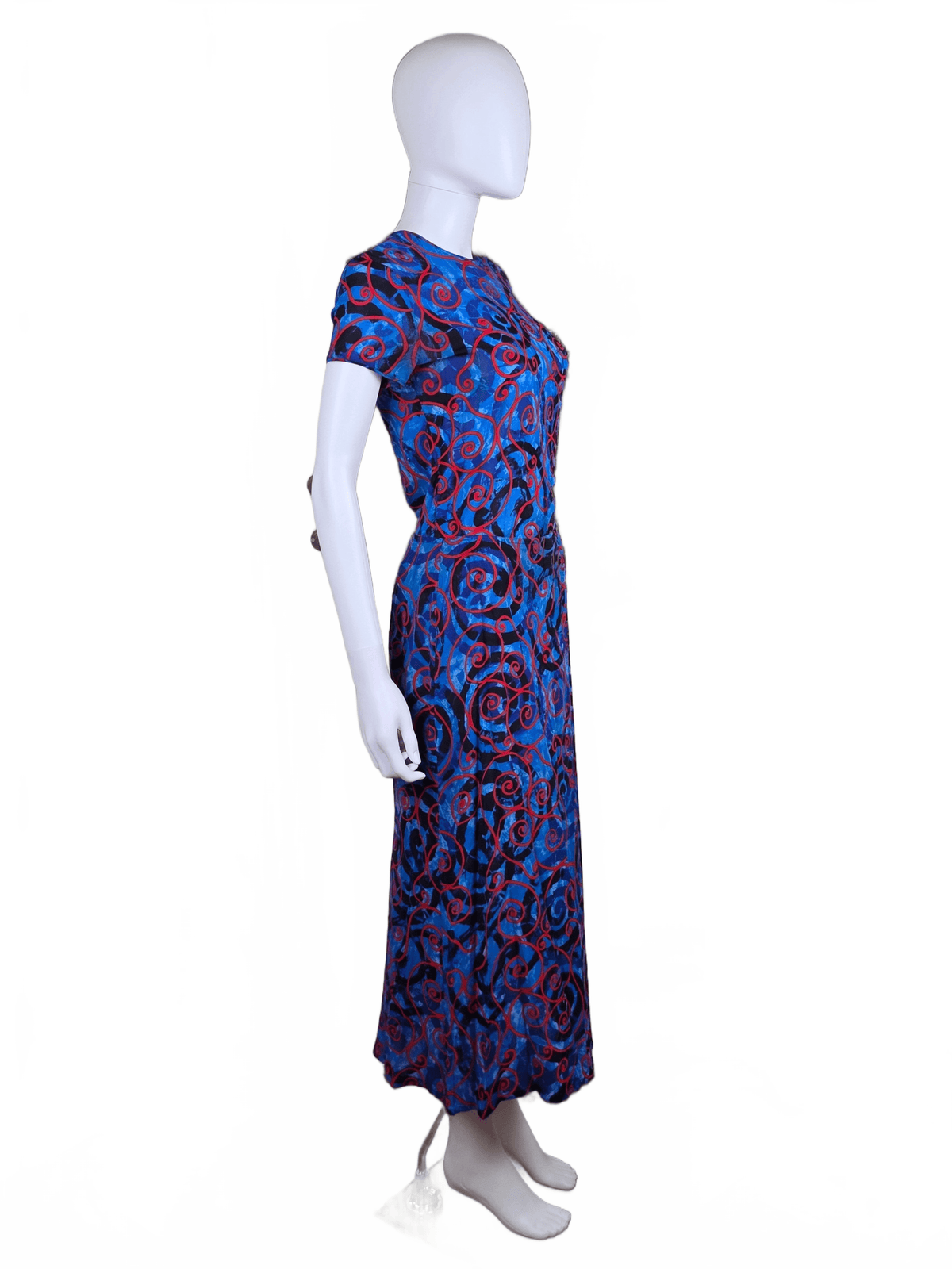 Gianni Versace Couture Completo Vintage con Stampa a Spirali Blu - Pally Vintage Closet