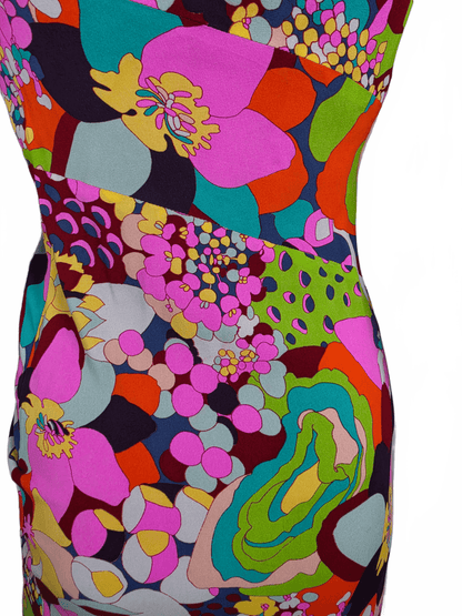 Gianni Versace Couture Miniabito Vintage a Stampa Floreale Psichedelica - Pally Vintage Closet