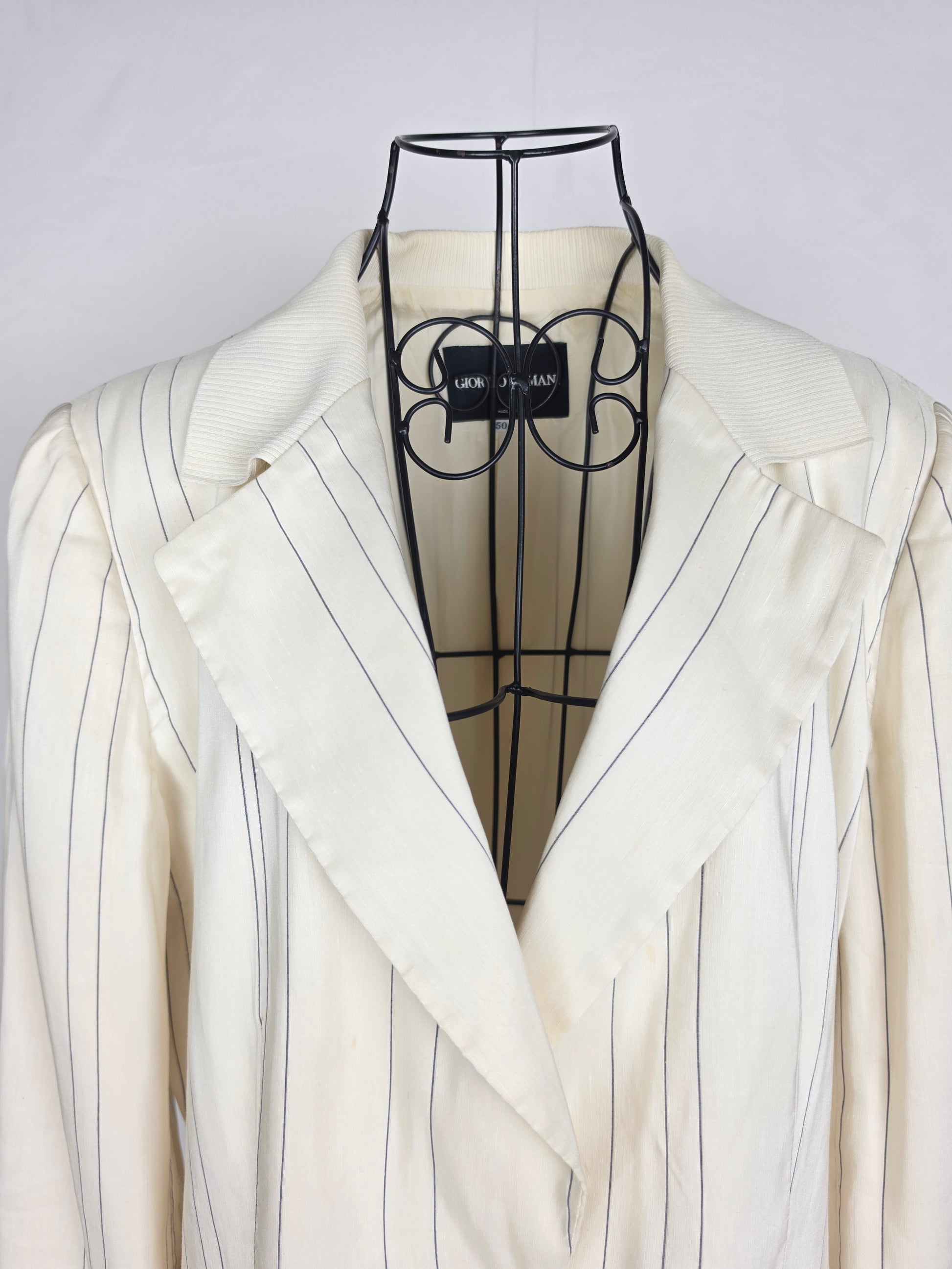 Giorgio Armani Giacca Blazer Gessato Vintage Linea Borgo 21 Panna - Pally Vintage Closet
