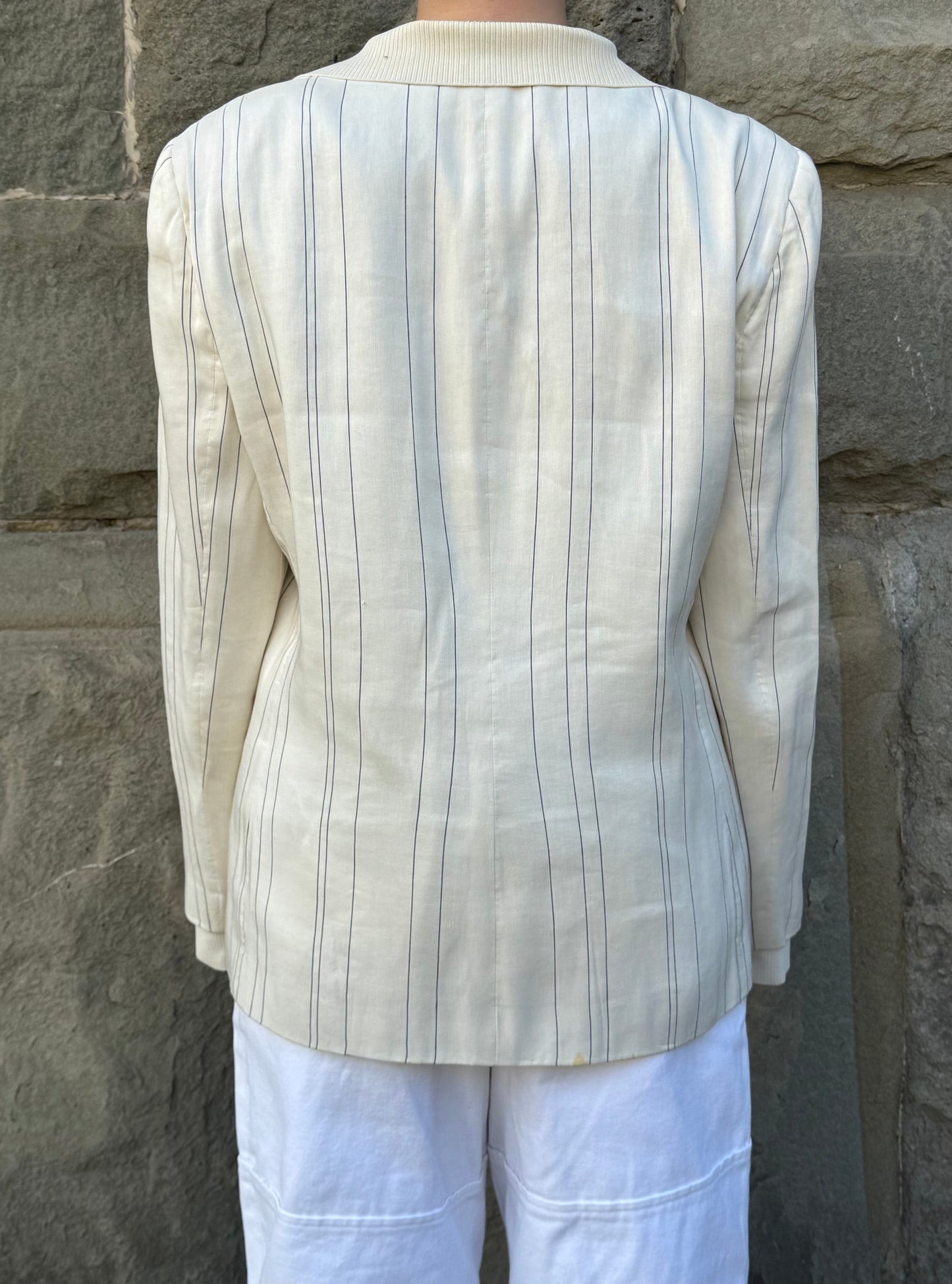 Giorgio Armani Blazer in Lino Gessato Vintage Linea Borgo 21 Panna - Pally Vintage Closet