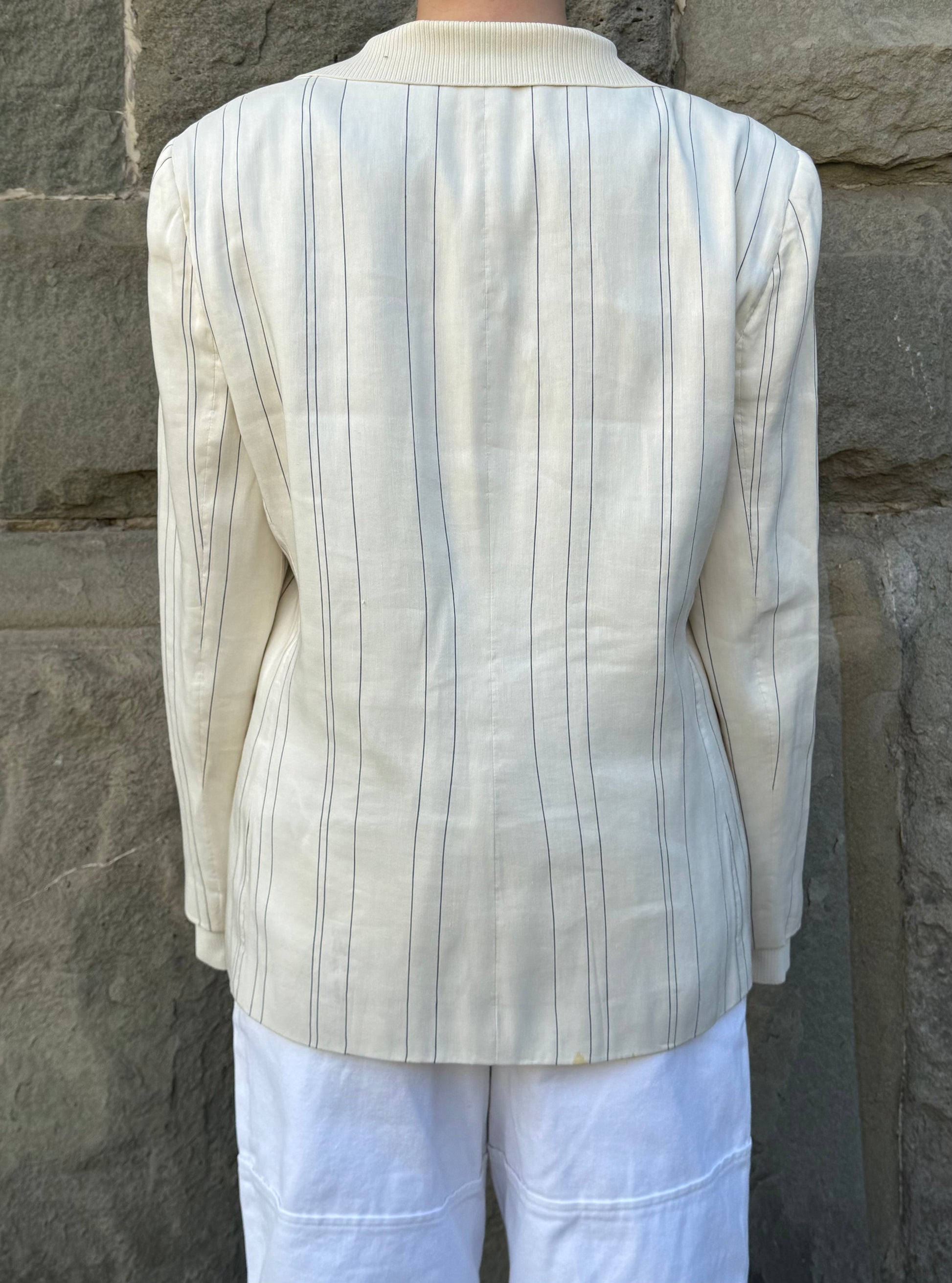 Giorgio Armani Blazer in Lino Gessato Vintage Linea Borgo 21 Panna - Pally Vintage Closet