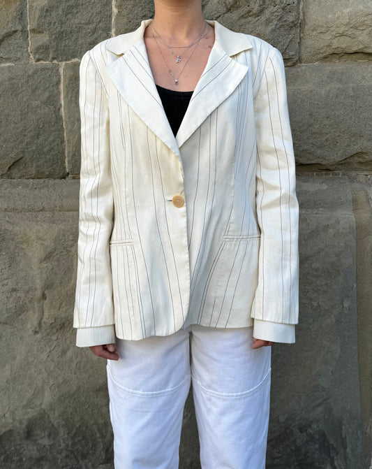 Giorgio Armani Blazer in Lino Gessato Vintage Linea Borgo 21 Panna - Pally Vintage Closet