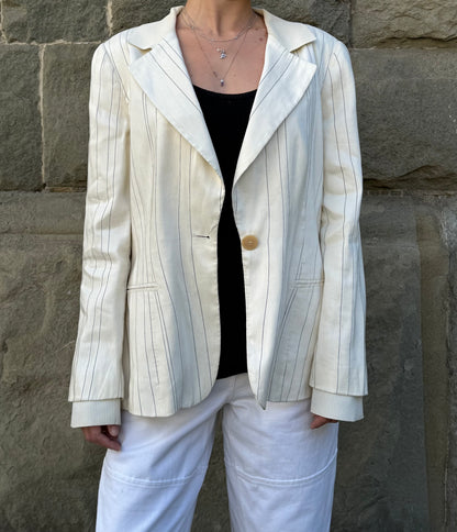 Giorgio Armani Blazer in Lino Gessato Vintage Linea Borgo 21 Panna - Pally Vintage Closet