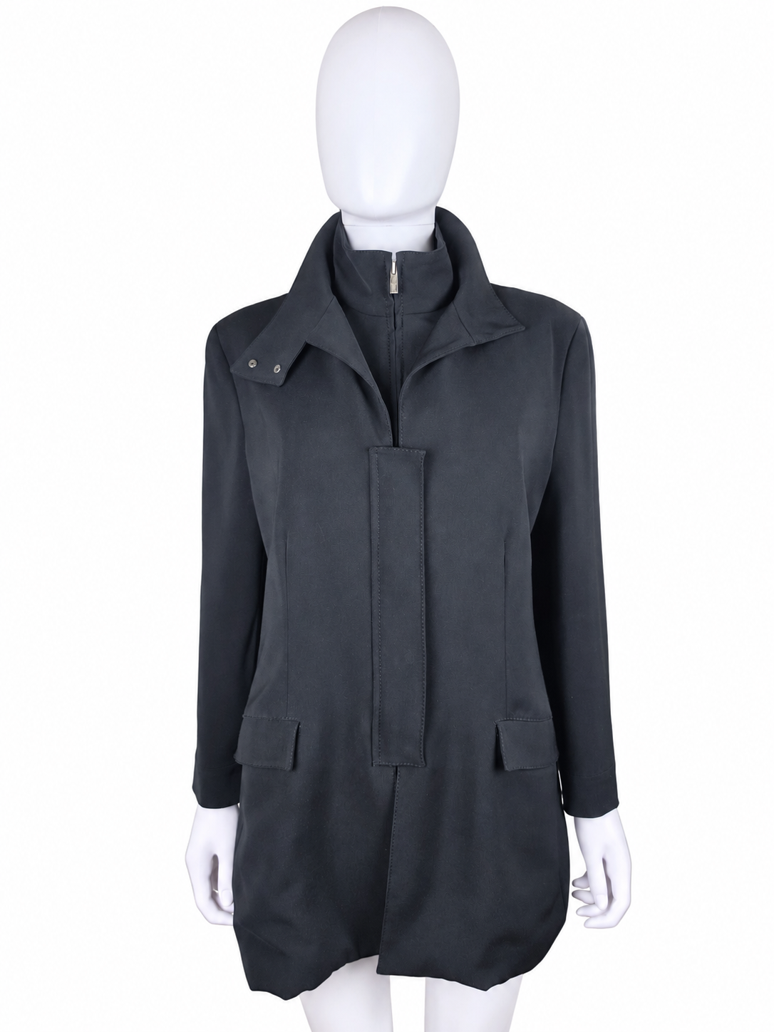 Giorgio Armani Cappotto Vintage con Collo Alto Nero - Pally Vintage Closet