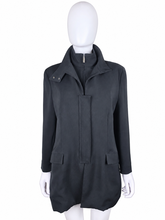 Giorgio Armani Cappotto Vintage con Collo Alto Nero - Pally Vintage Closet