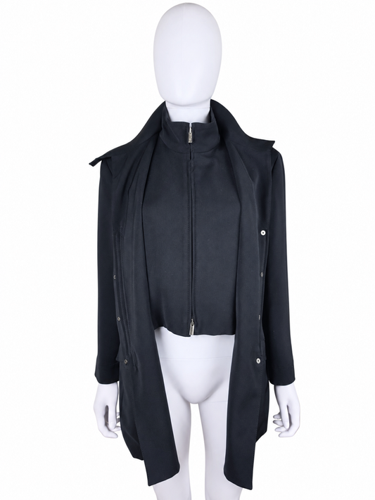 Giorgio Armani Cappotto Vintage con Collo Alto Nero - Pally Vintage Closet