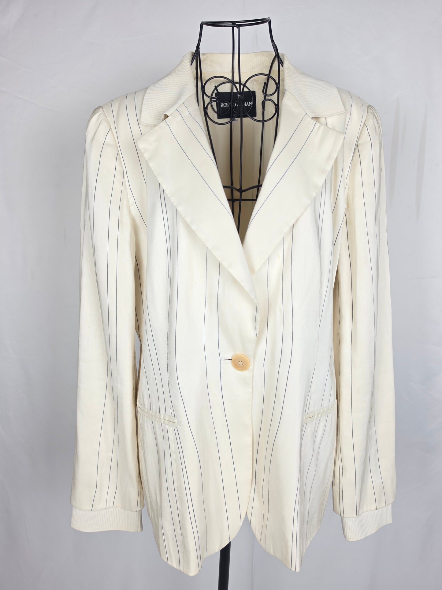 Giorgio Armani Giacca Blazer Gessato Vintage Linea Borgo 21 Panna - Pally Vintage Closet