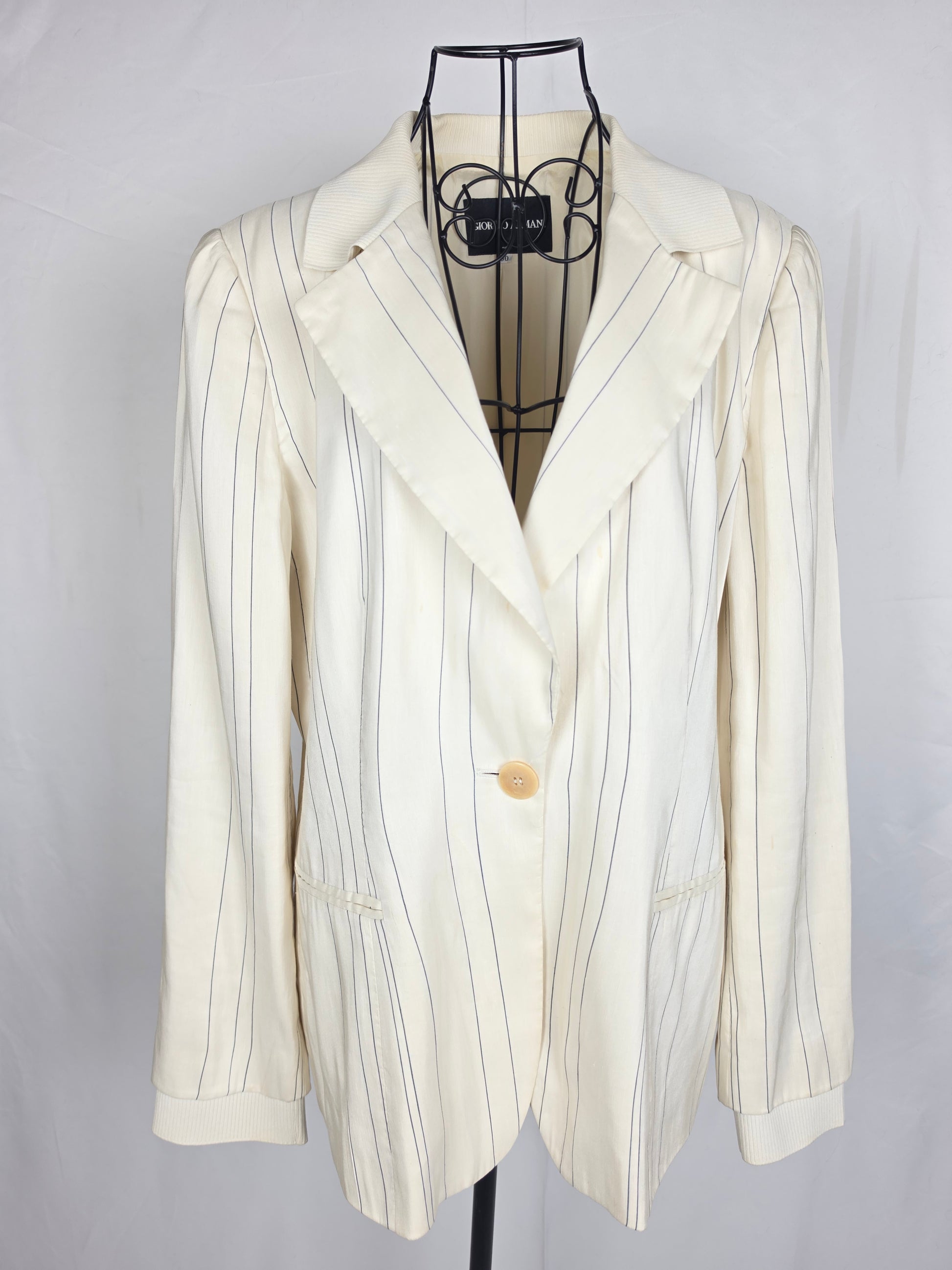 Giorgio Armani Giacca Blazer Gessato Vintage Linea Borgo 21 Panna - Pally Vintage Closet