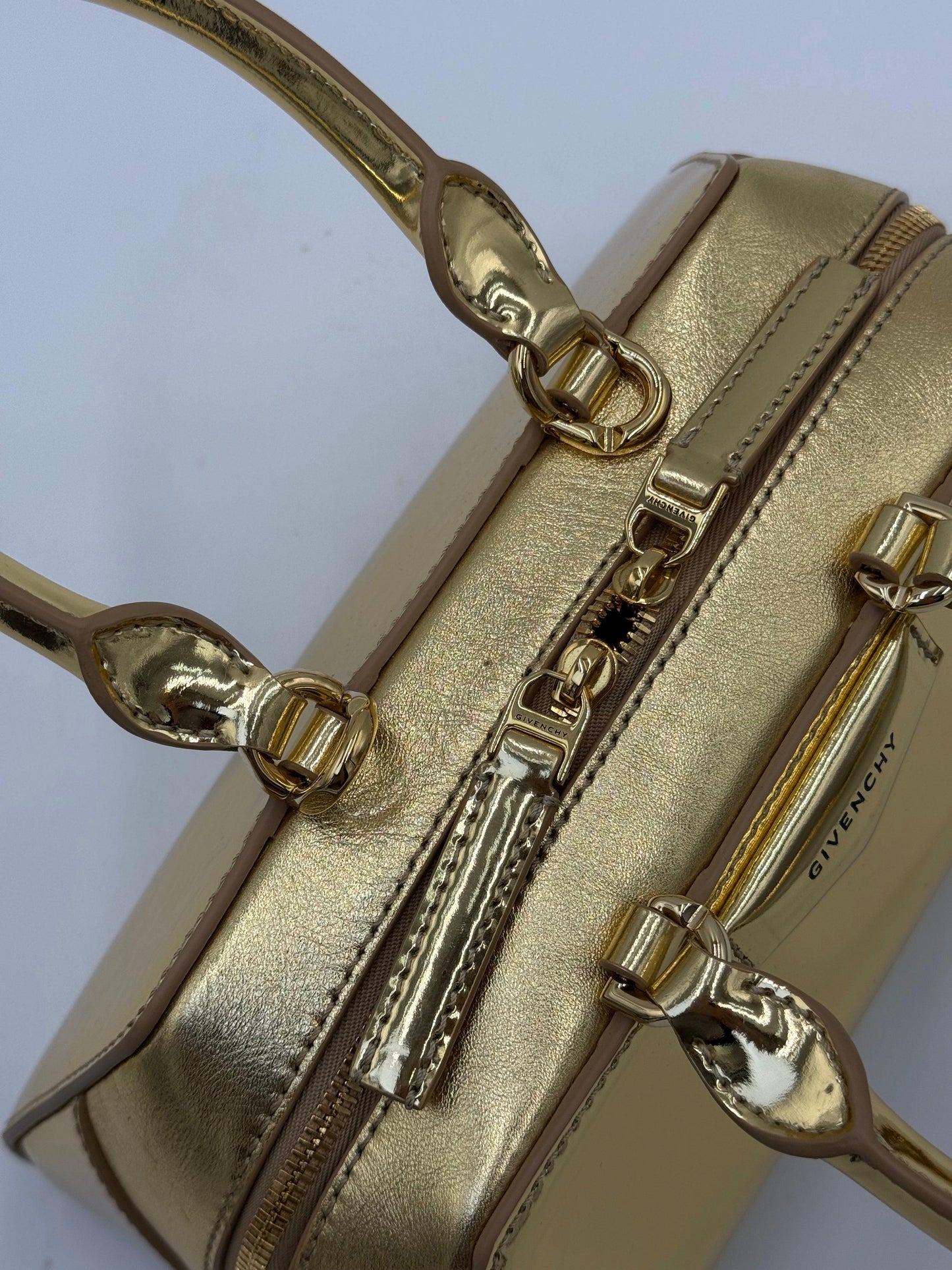 Givenchy Antigona Stretch Mini Bag in Metallic Gold Leather