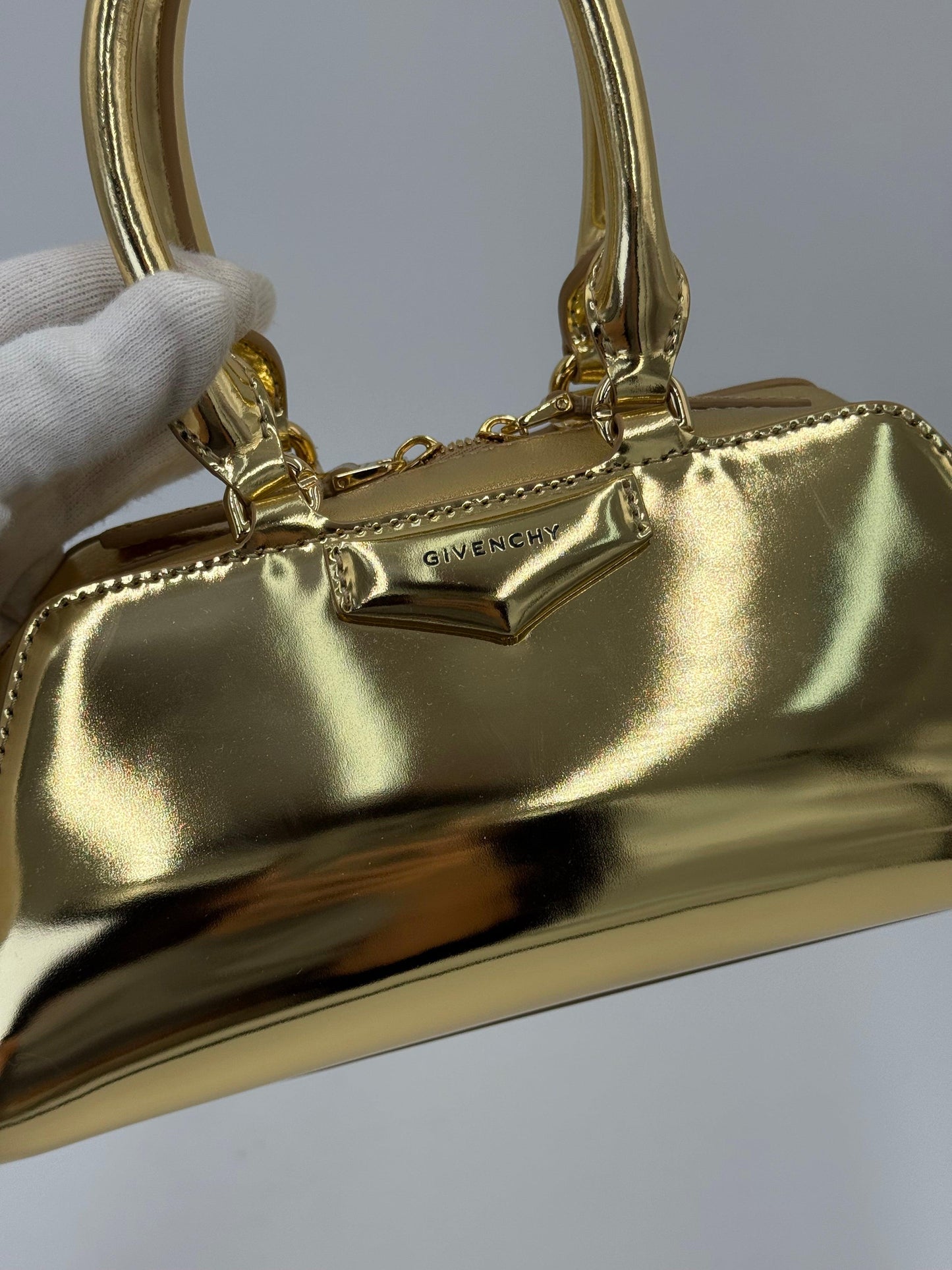 Givenchy Antigona Stretch Mini Bag in Metallic Gold Leather