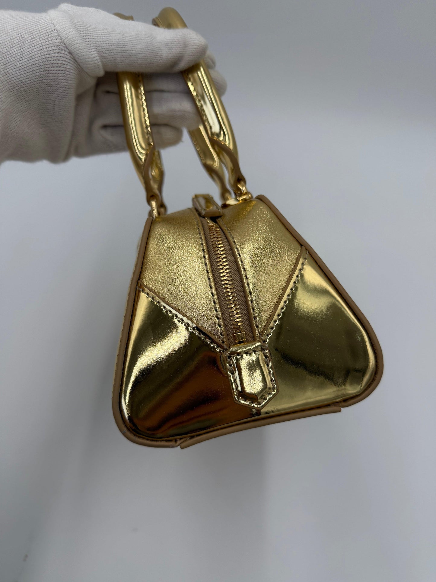 Givenchy Antigona Stretch Mini Bag in Metallic Gold Leather