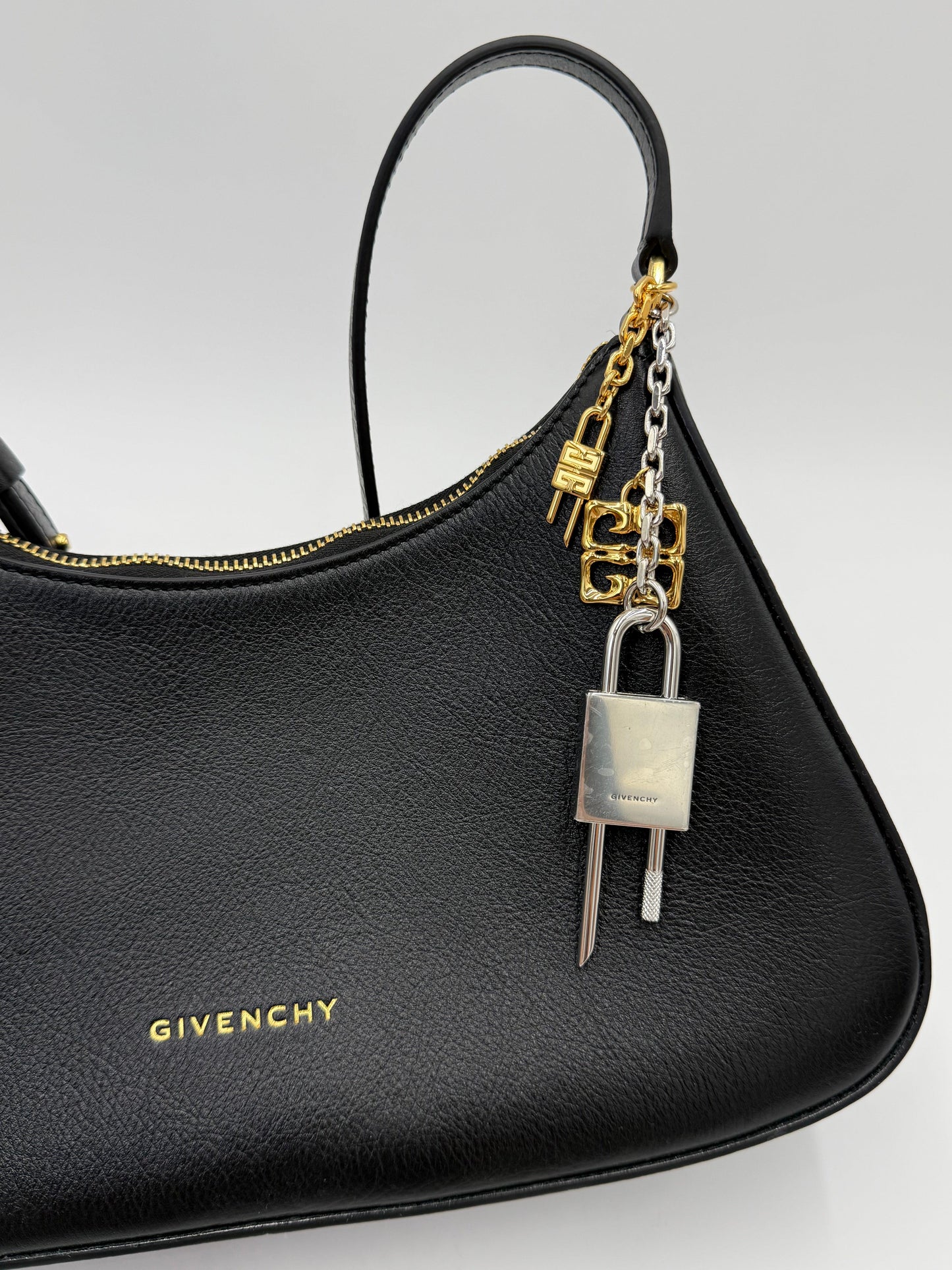 Givenchy G-Hobo Leather Shoulder Bag with 4G Padlock Black