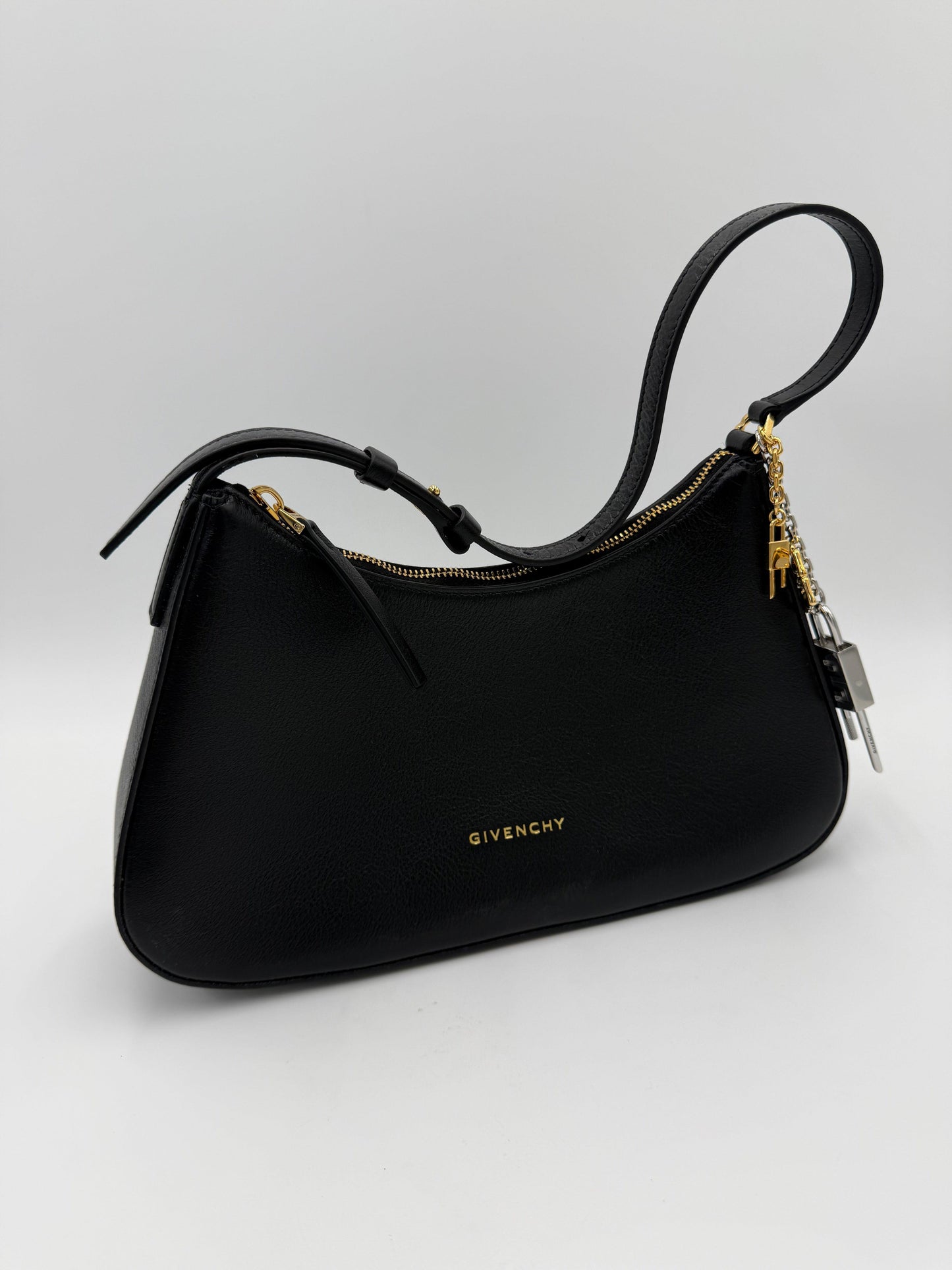 Givenchy G-Hobo Leather Shoulder Bag with 4G Padlock Black
