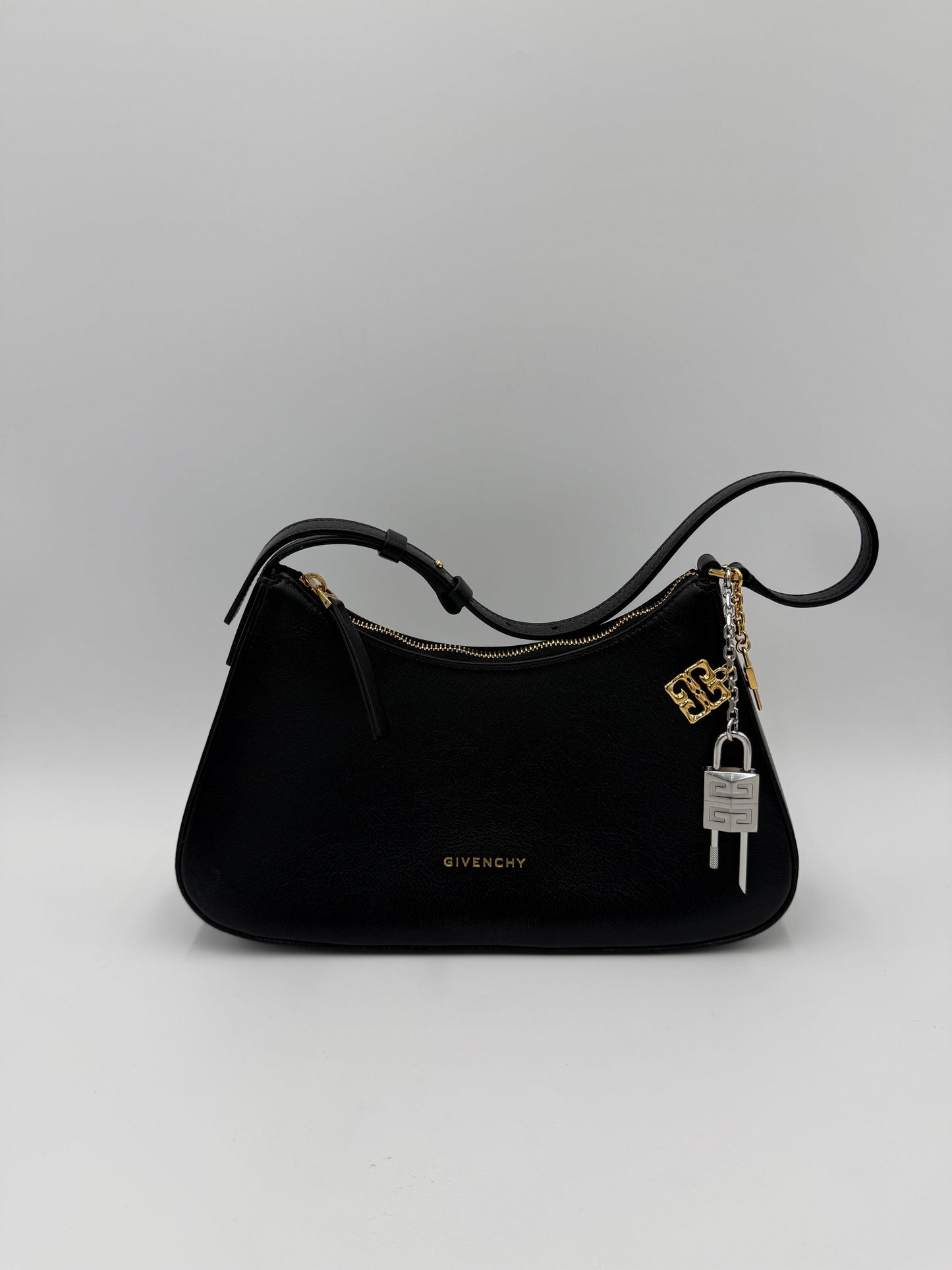 Givenchy G-Hobo Leather Shoulder Bag with 4G Padlock Black