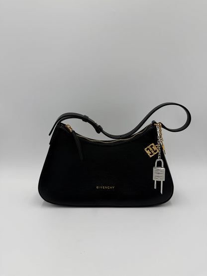 Givenchy G-Hobo Leather Shoulder Bag with 4G Padlock Black