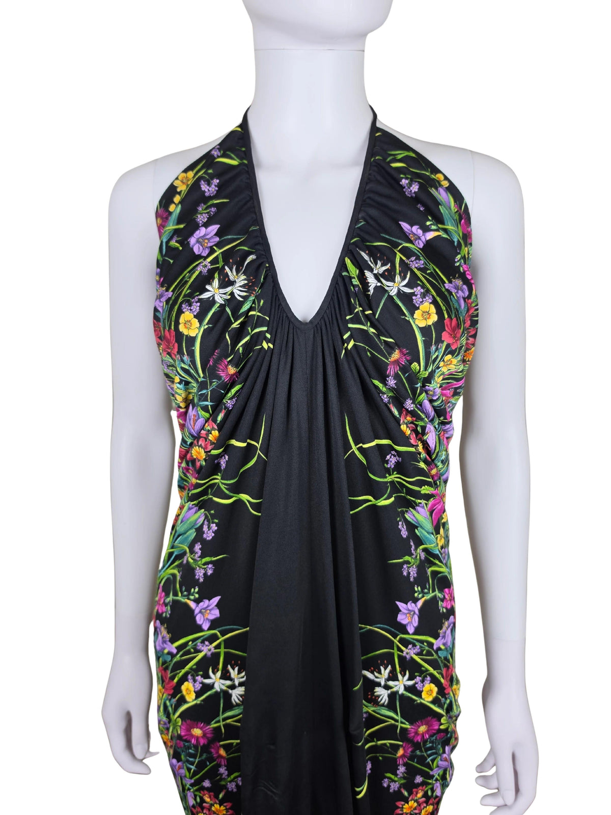 Gucci Abito Lungo Halterneck con Stampa Floreale Collezione Resort 2013 Nero - Pally Vintage Closet