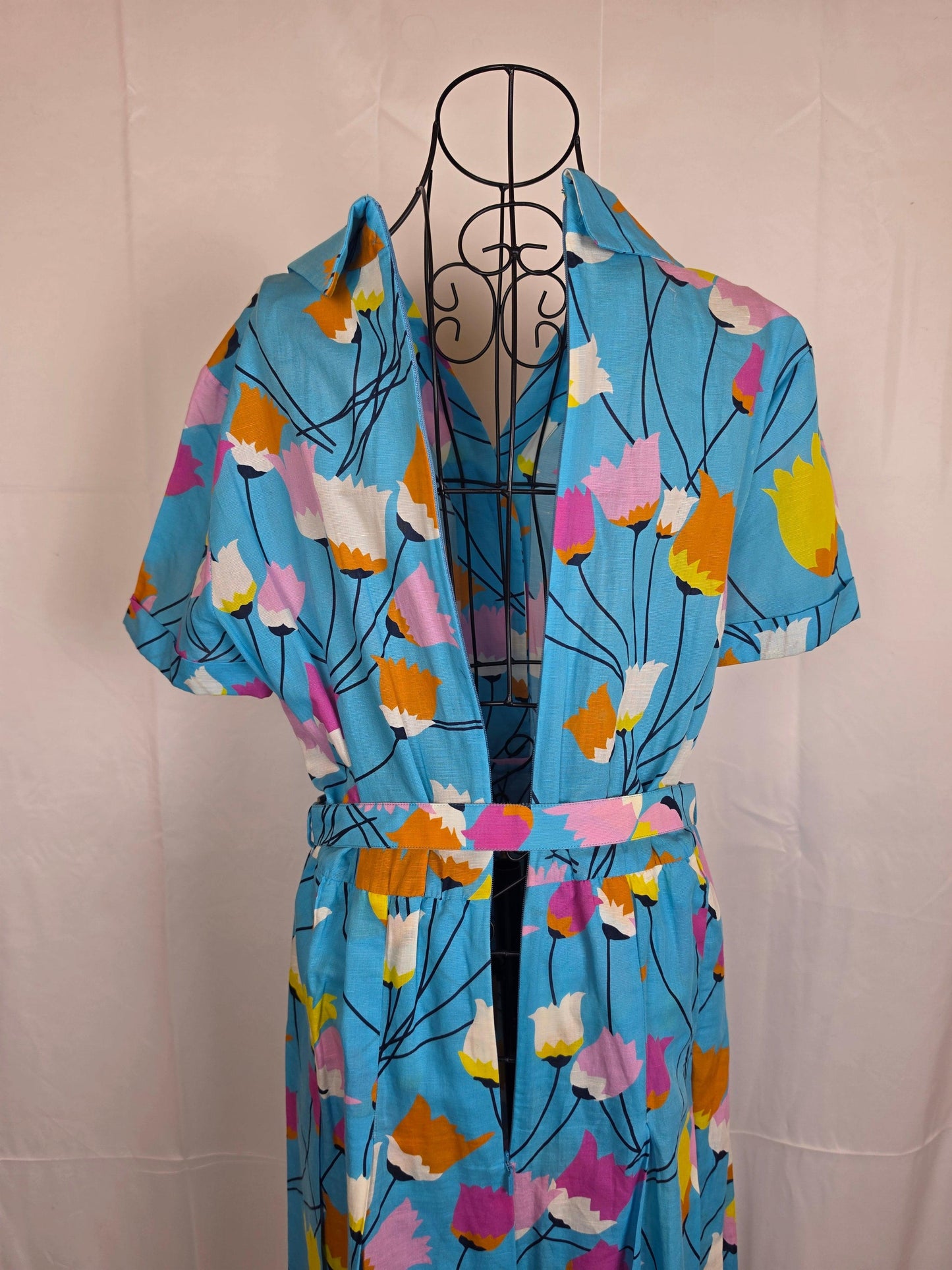 Gucci-Abito-Midi-in-Misto-Lino-Stampa-Floreale-Tulipani-Celeste-70401871446340 - Pally Vintage Closet