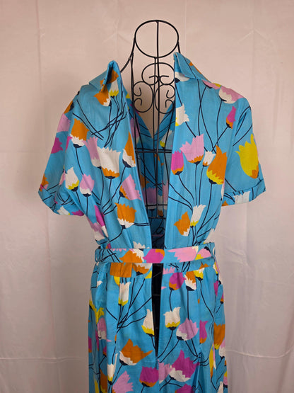 Gucci-Abito-Midi-in-Misto-Lino-Stampa-Floreale-Tulipani-Celeste-70401871446340 - Pally Vintage Closet