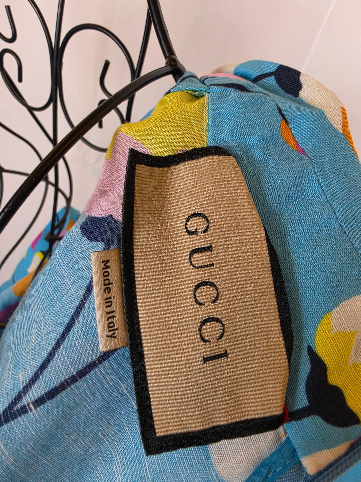 Gucci-Abito-Midi-in-Misto-Lino-Stampa-Floreale-Tulipani-Celeste-70401871479108 - Pally Vintage Closet