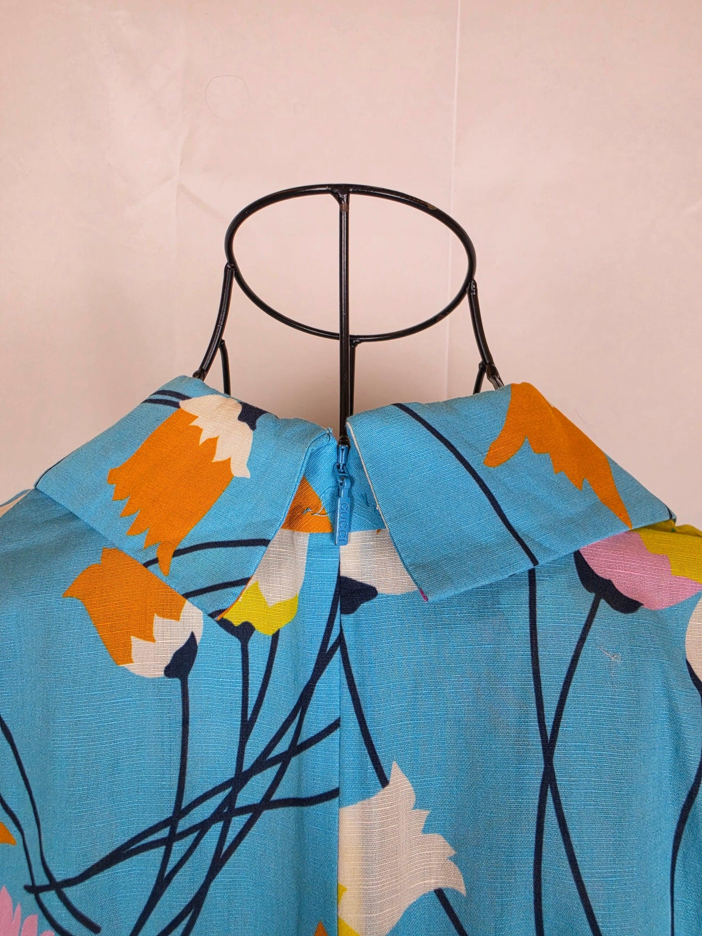 Gucci-Abito-Midi-in-Misto-Lino-Stampa-Floreale-Tulipani-Celeste-70401871610180 - Pally Vintage Closet