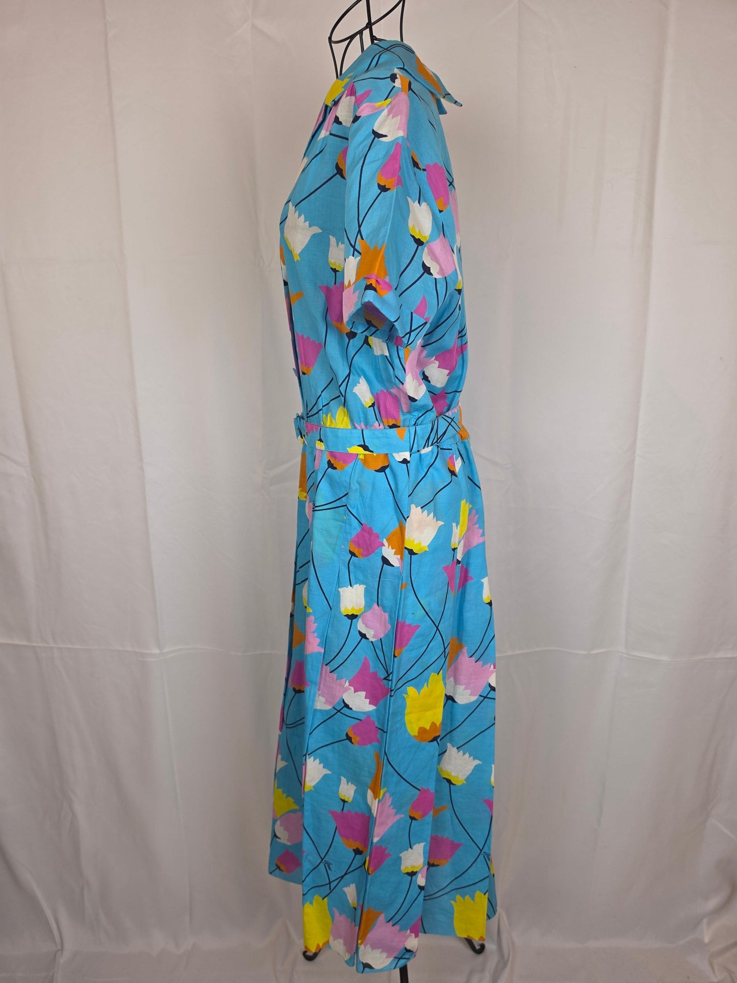 Gucci-Abito-Midi-in-Misto-Lino-Stampa-Floreale-Tulipani-Celeste-70401871642948 - Pally Vintage Closet