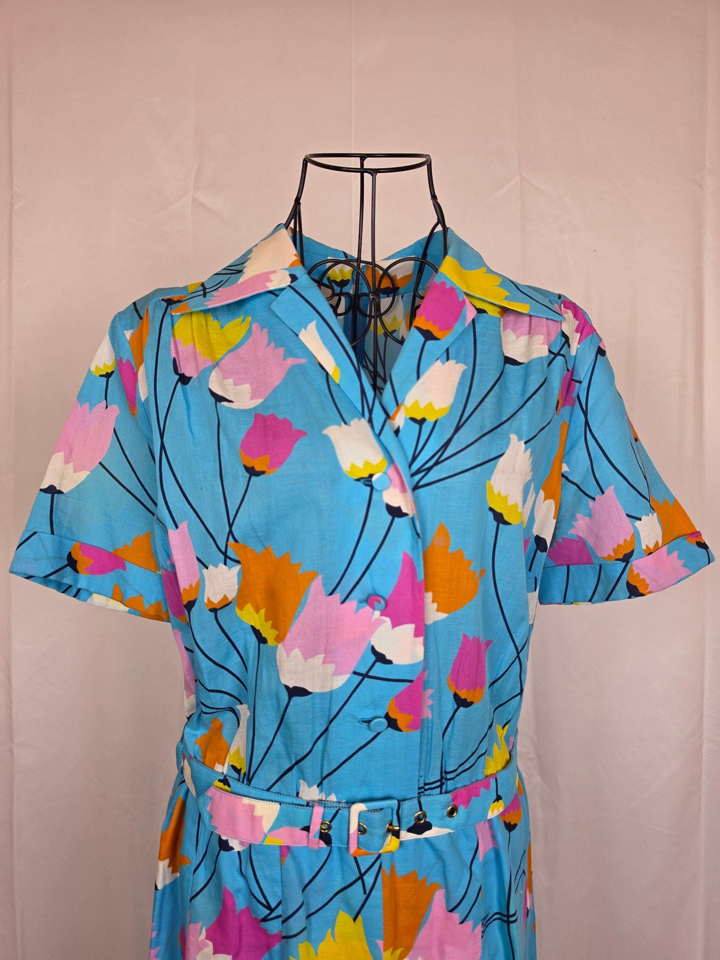Gucci-Abito-Midi-in-Misto-Lino-Stampa-Floreale-Tulipani-Celeste-70401871675716 - Pally Vintage Closet