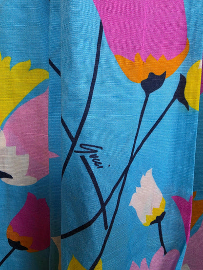 Gucci-Abito-Midi-in-Misto-Lino-Stampa-Floreale-Tulipani-Celeste-70401871708484 - Pally Vintage Closet