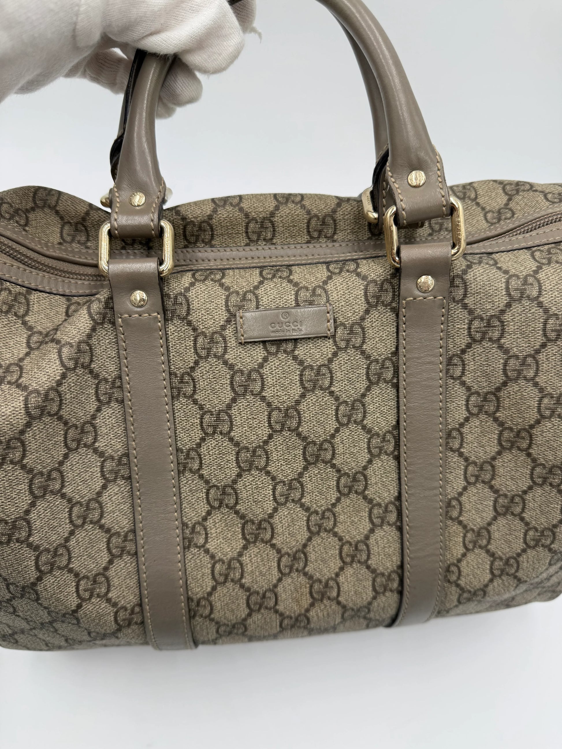 Gucci-Bauletto-Joy-in-Tela-GG-Supreme-e-Pelle-Taupe-69515623301444 - Pally Vintage Closet