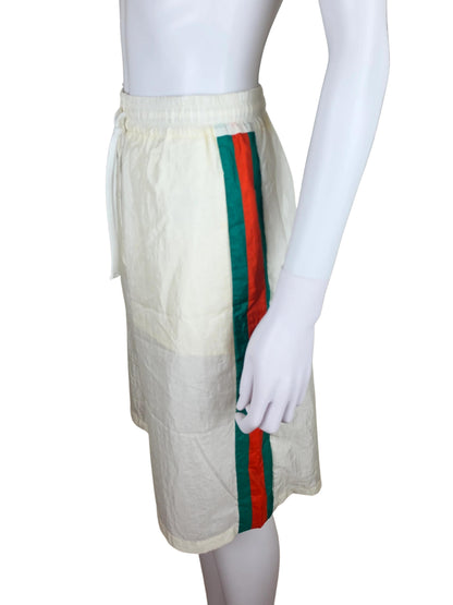 Gucci Bermuda in Nylon con Bande Web Avorio - Pally Vintage Closet
