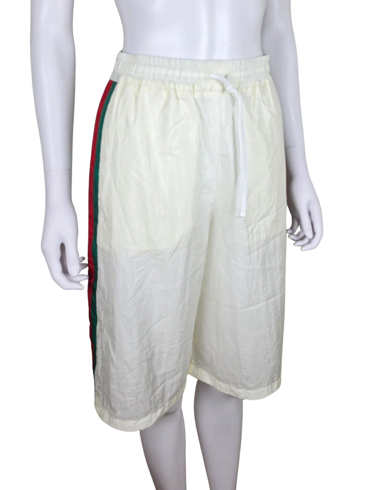 Gucci Bermuda in Nylon con Bande Web Avorio - Pally Vintage Closet
