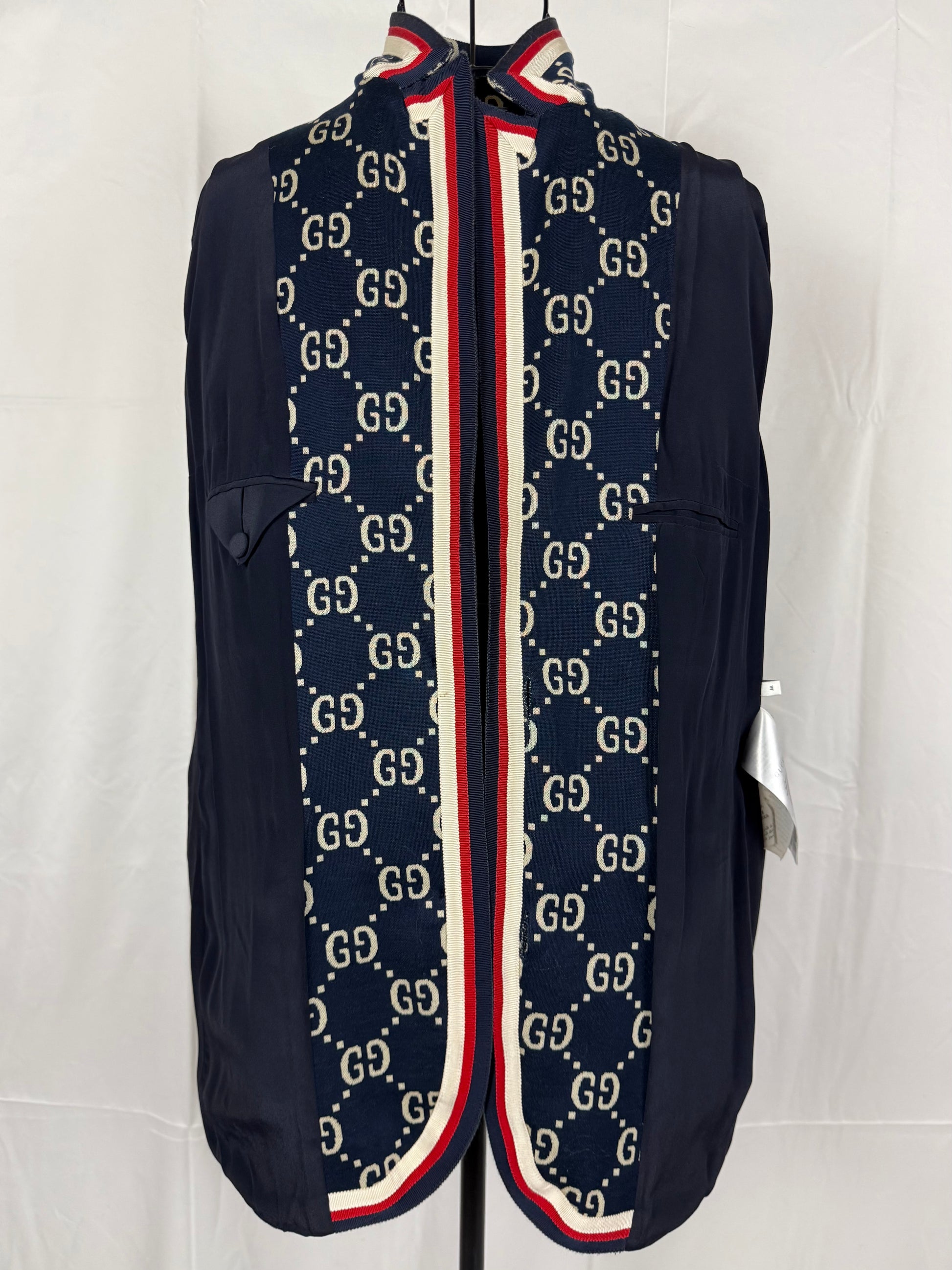 Gucci Blazer GG Monogram con Finiture Web Blu Navy - Pally Vintage Closet