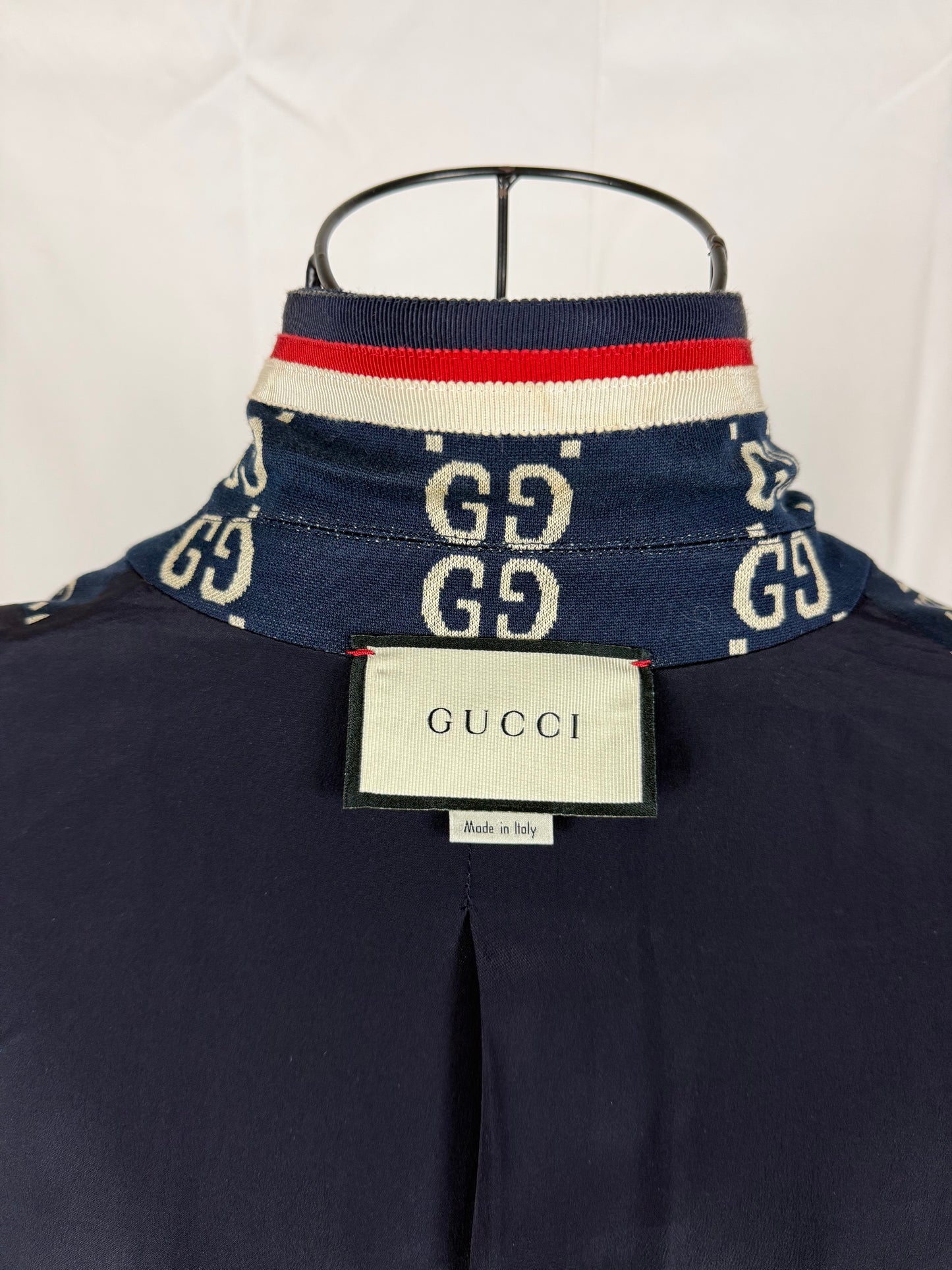 Gucci Blazer GG Monogram con Finiture Web Blu Navy - Pally Vintage Closet