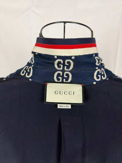 Gucci Blazer GG Monogram con Finiture Web Blu Navy - Pally Vintage Closet