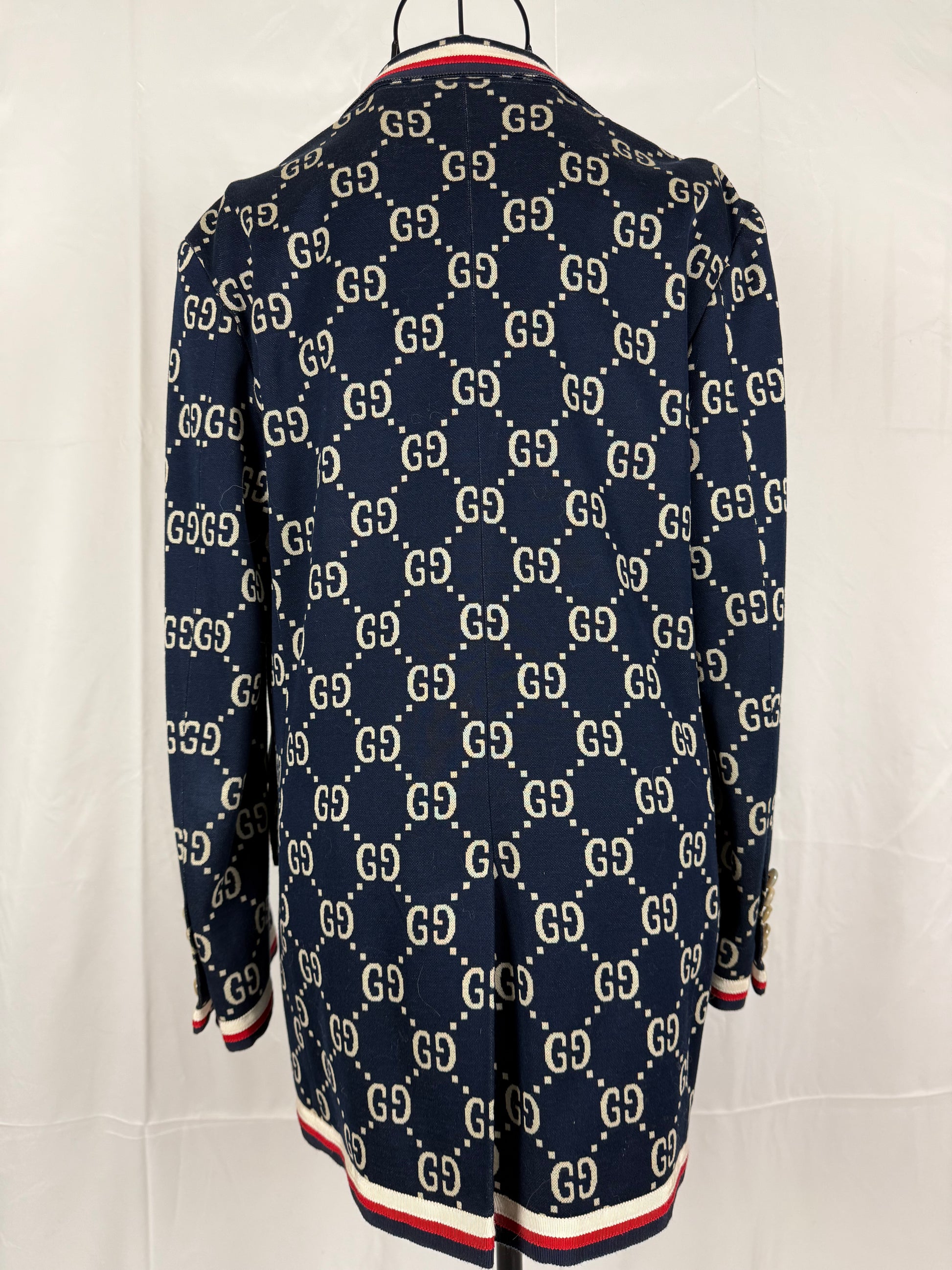Gucci Blazer GG Monogram con Finiture Web Blu Navy - Pally Vintage Closet