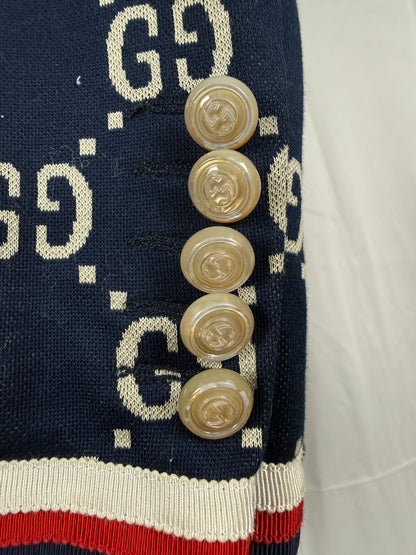 Gucci Blazer GG Monogram con Finiture Web Blu Navy - Pally Vintage Closet