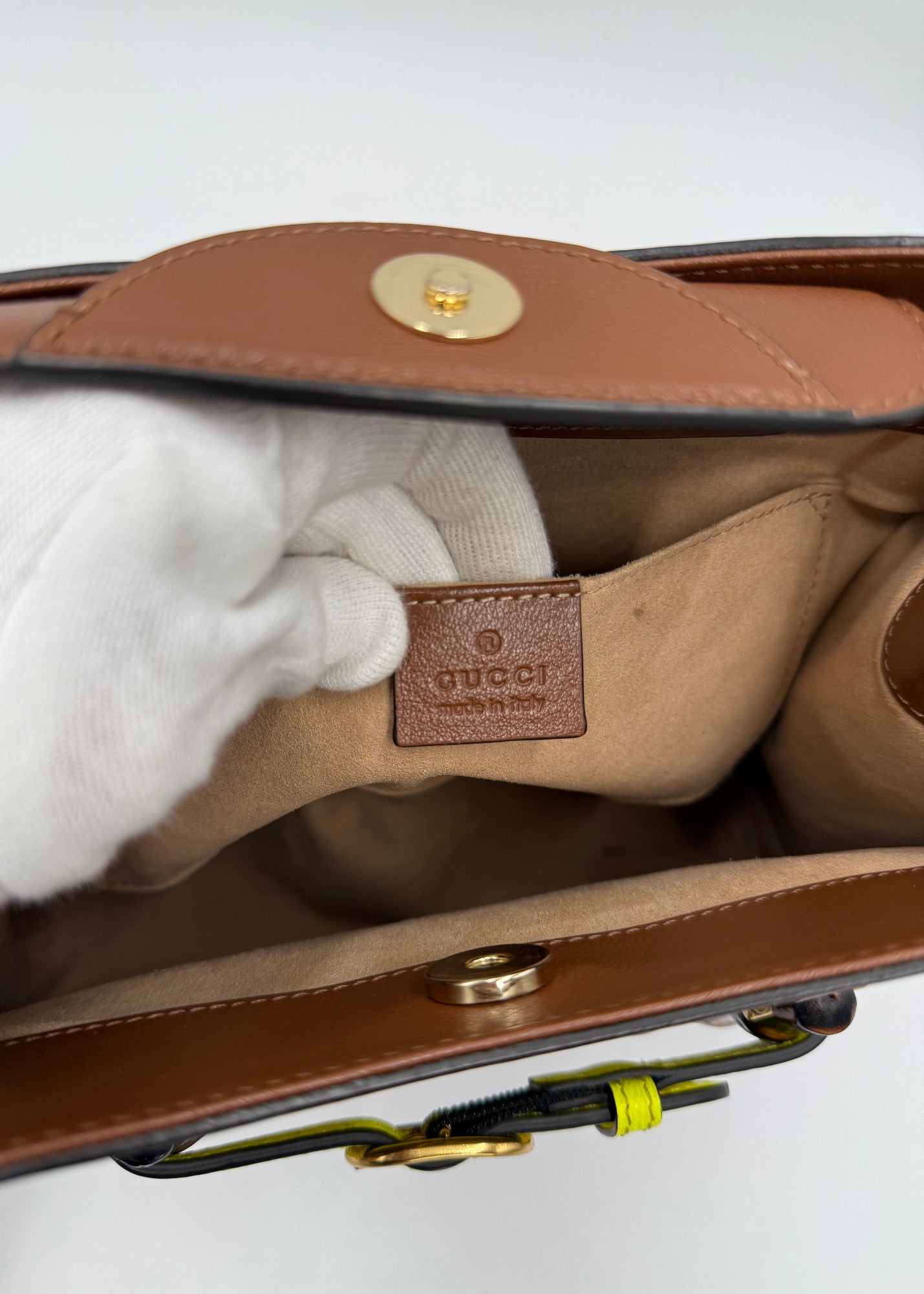 Gucci Borsa Diana Tote Media in Pelle con Manici Bamboo Marrone