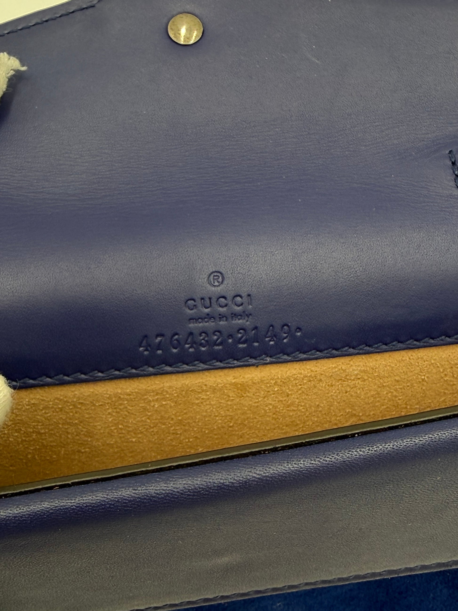 Gucci Borsa Dionysus Super Mini in Velluto Blu Cobalto - Pally Vintage Closet