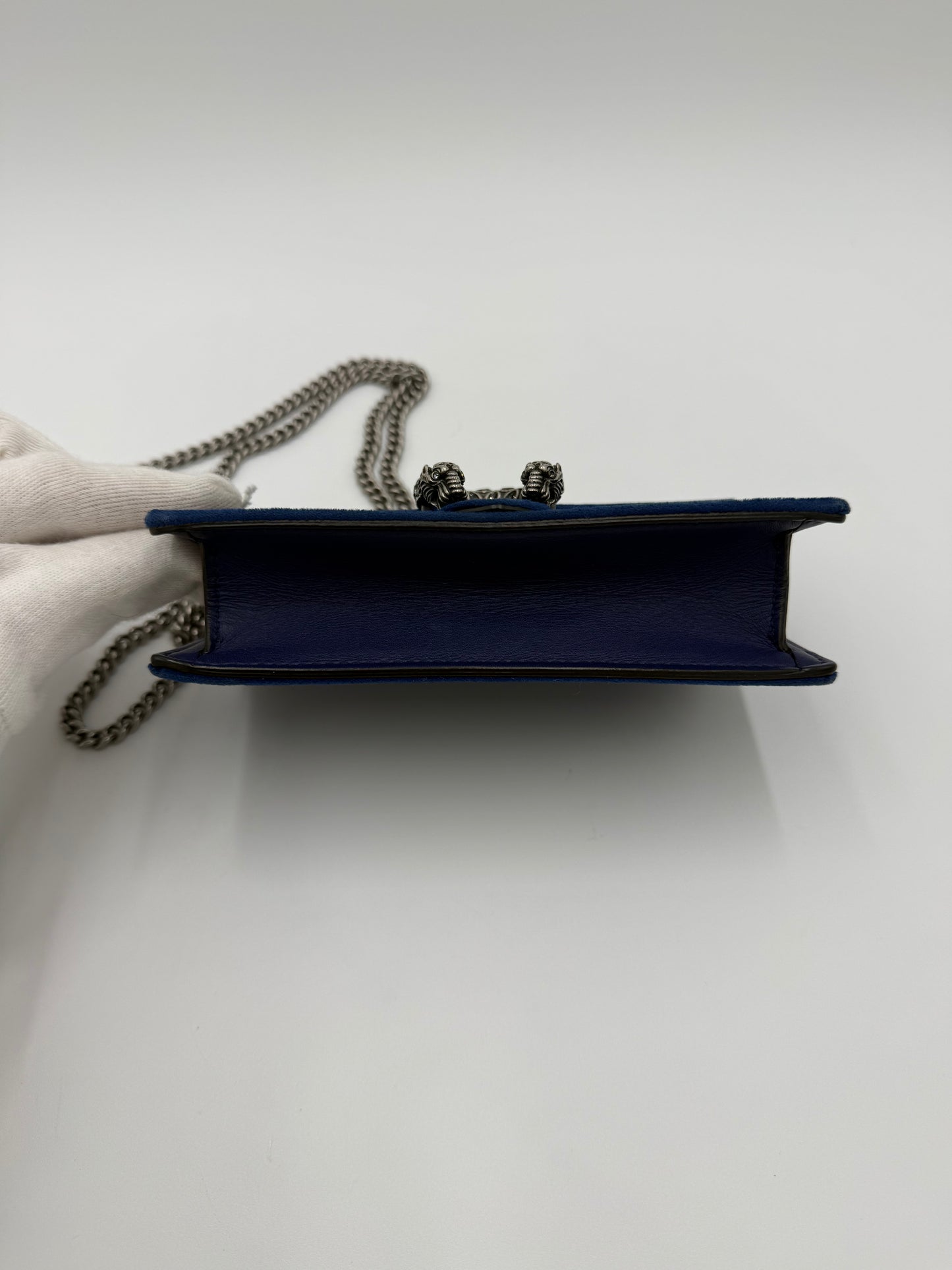 Gucci Borsa Dionysus Super Mini in Velluto Blu Cobalto - Pally Vintage Closet