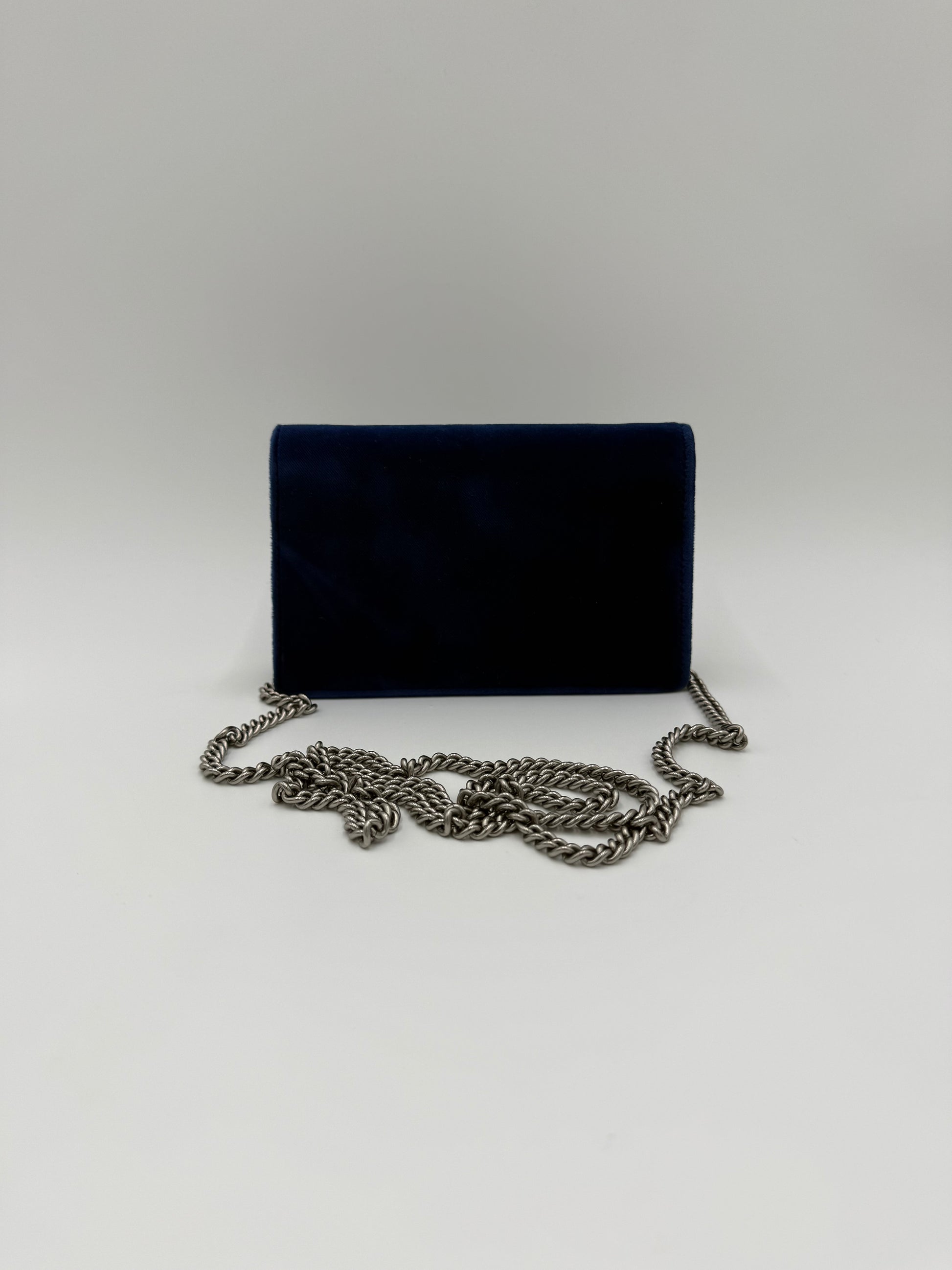 Gucci Borsa Dionysus Super Mini in Velluto Blu Cobalto - Pally Vintage Closet
