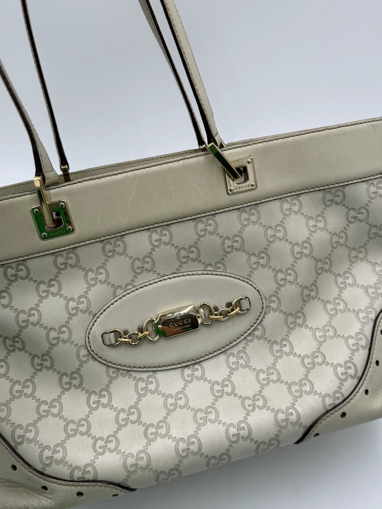 Gucci-Borsa-Horsebit-Chain-Tote-in-Pelle-Guccissima-Avorio-70135152083268 - Pally Vintage Closet