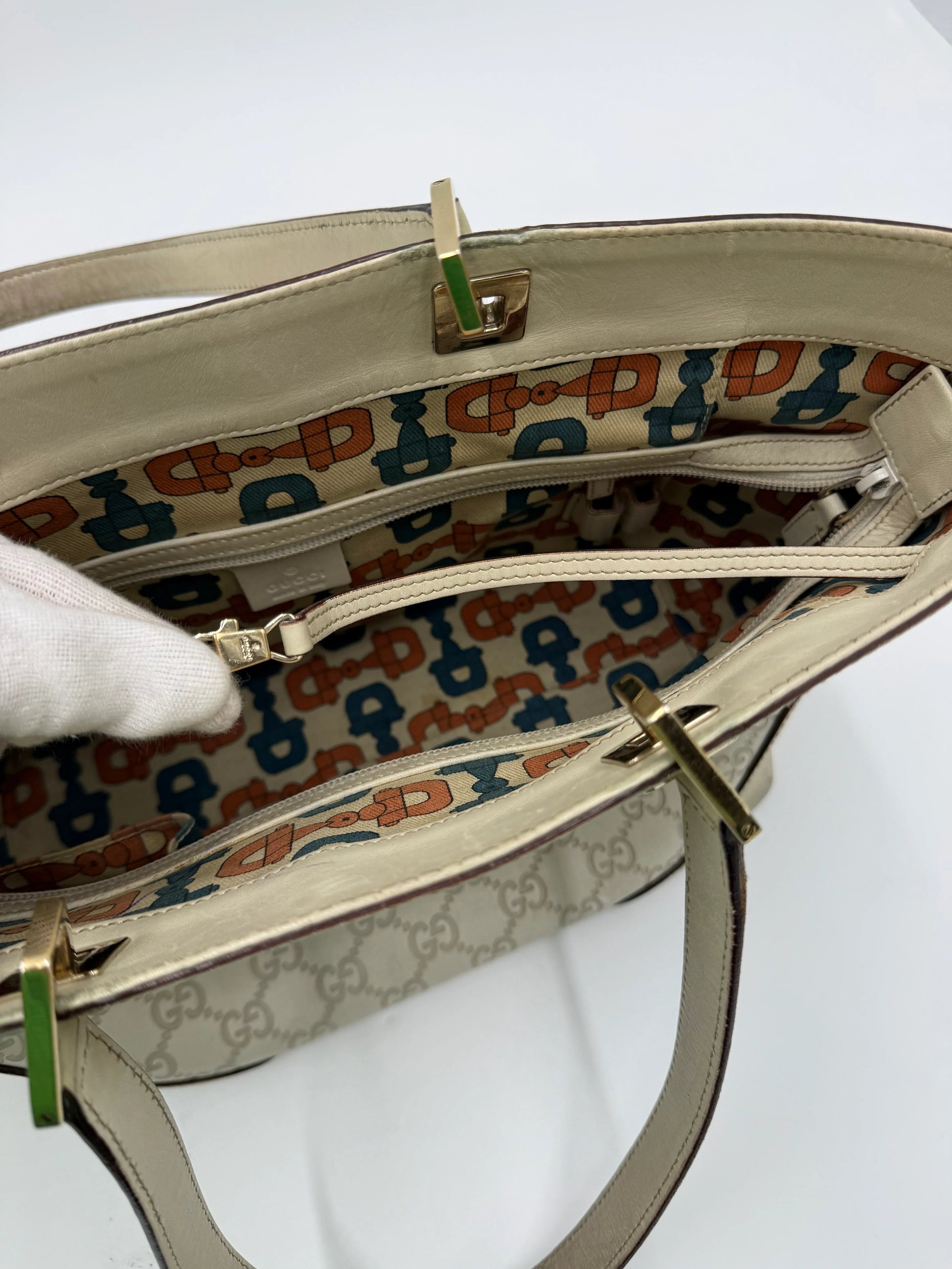 Gucci-Borsa-Horsebit-Chain-Tote-in-Pelle-Guccissima-Avorio-70135152214340 - Pally Vintage Closet