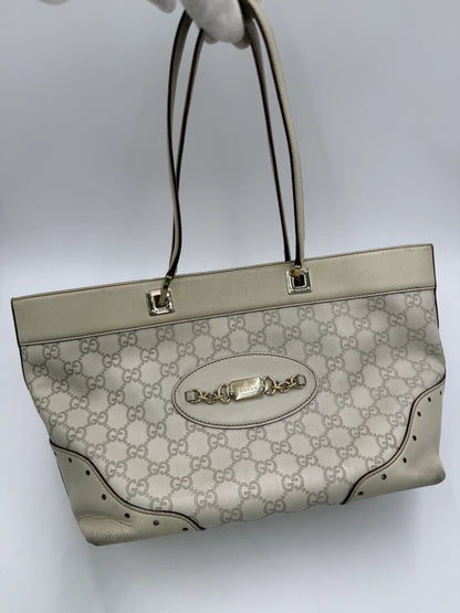 Gucci-Borsa-Horsebit-Chain-Tote-in-Pelle-Guccissima-Avorio-70135152410948 - Pally Vintage Closet