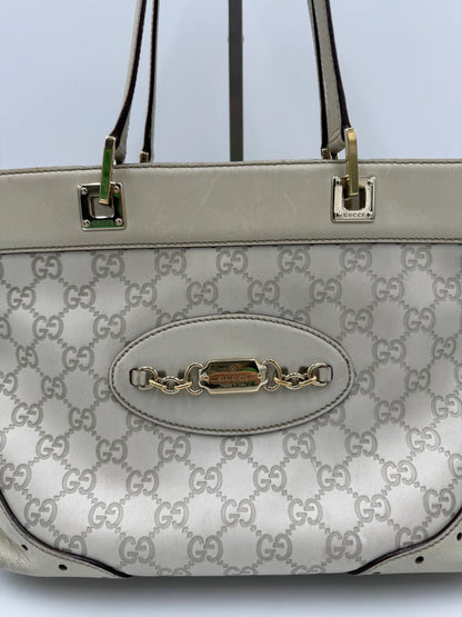 Gucci-Borsa-Horsebit-Chain-Tote-in-Pelle-Guccissima-Avorio-70135152443716 - Pally Vintage Closet