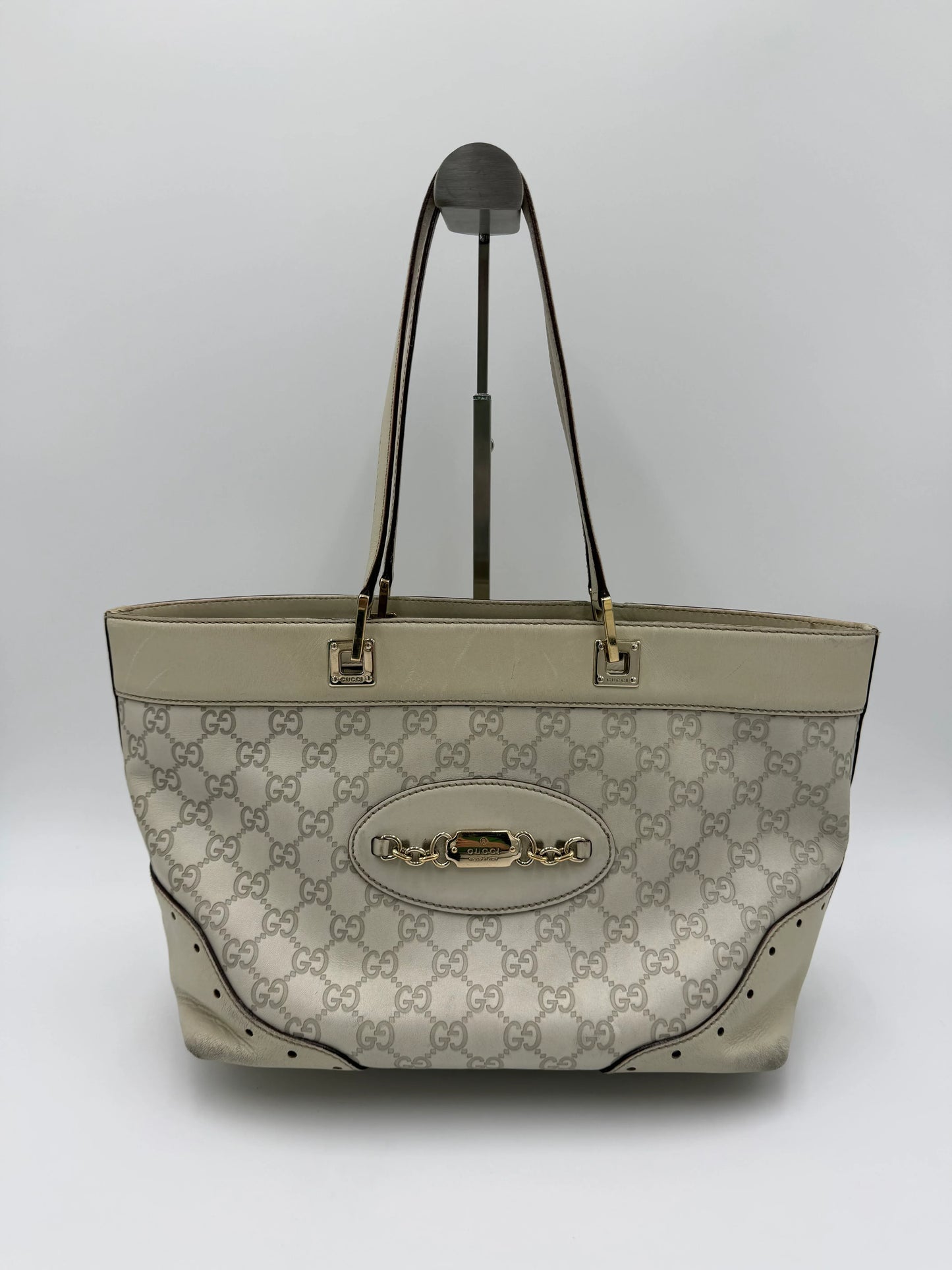 Gucci-Borsa-Horsebit-Chain-Tote-in-Pelle-Guccissima-Avorio-70135152574788 - Pally Vintage Closet